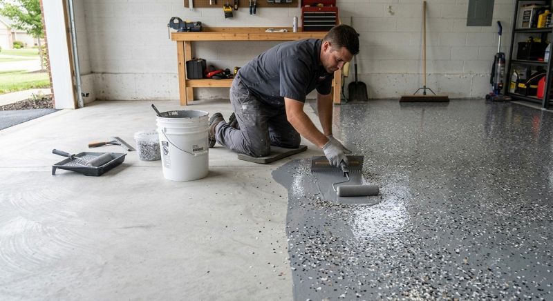 Speckled Garage Floor Painting in Annapolis, MD