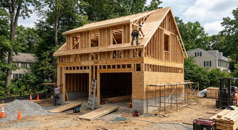 Two Story Garage Construction in Bonita Springs, FL